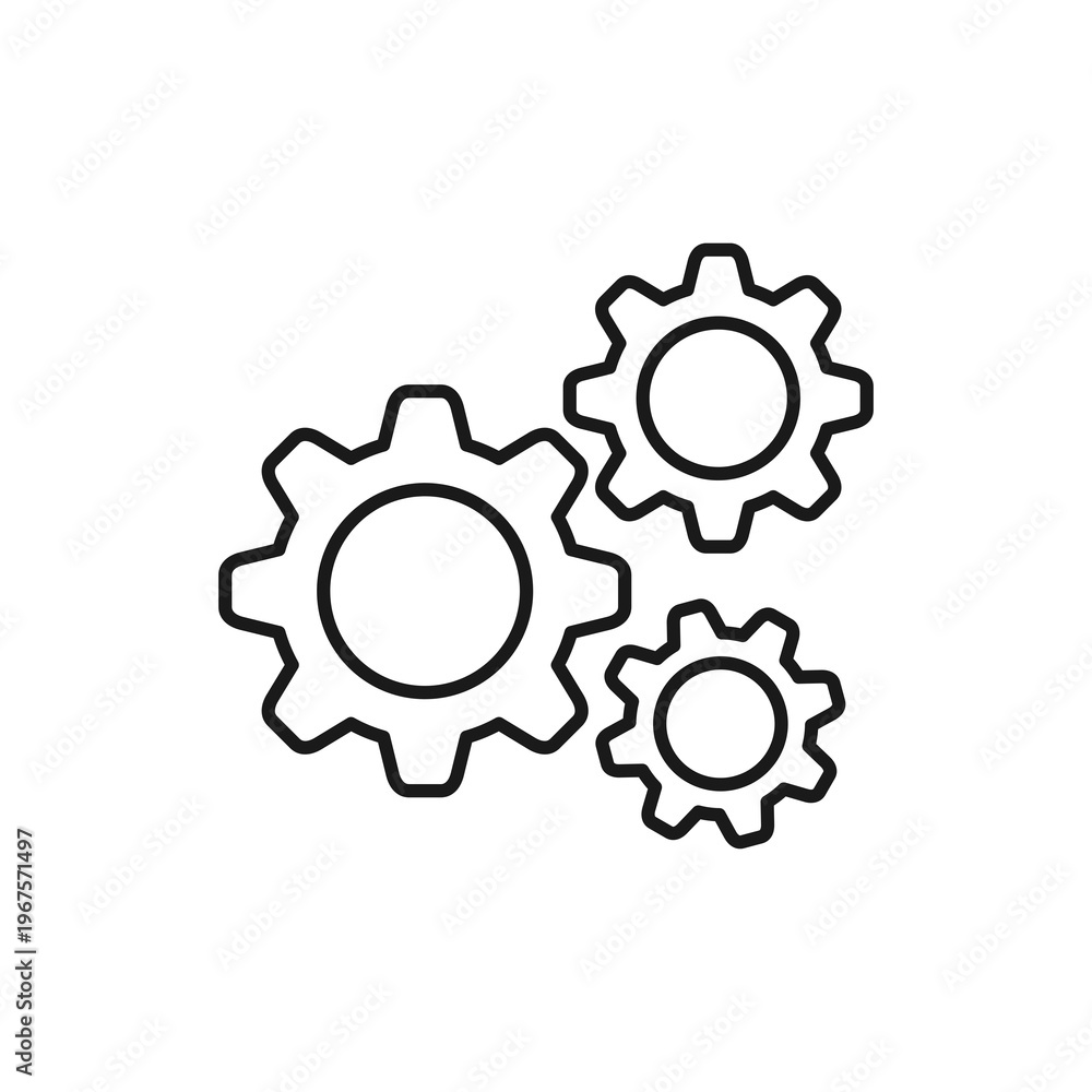 Fototapeta premium hree Interlocking Gears Icon for Settings Cooperation and Workflow Process