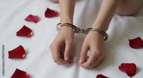Bound Hands Among Rose Petals: Captivating Contrast of Freedom and Control