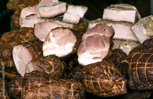 The fair features fresh smoked meat products.