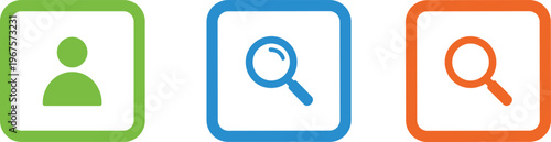 User profile and search icon vector illustration with magnifying glass, interface, and digital design