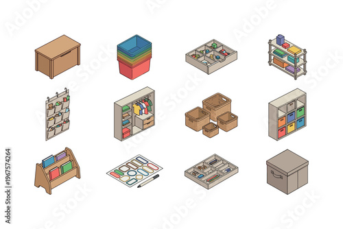 Various children's storage solutions and organizers for toys and clothes