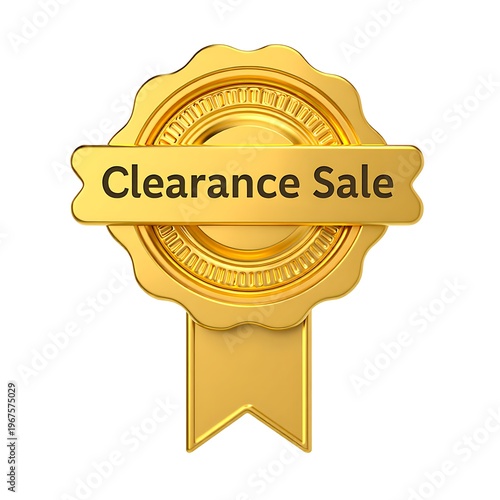 Golden badge indicating a clearance sale event for discounted products