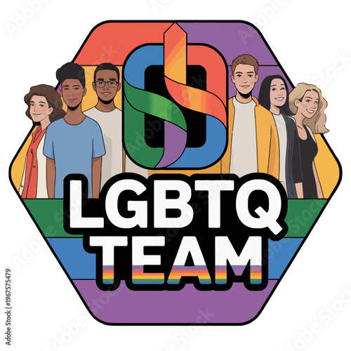 Diverse LGBTQ team standing together united.