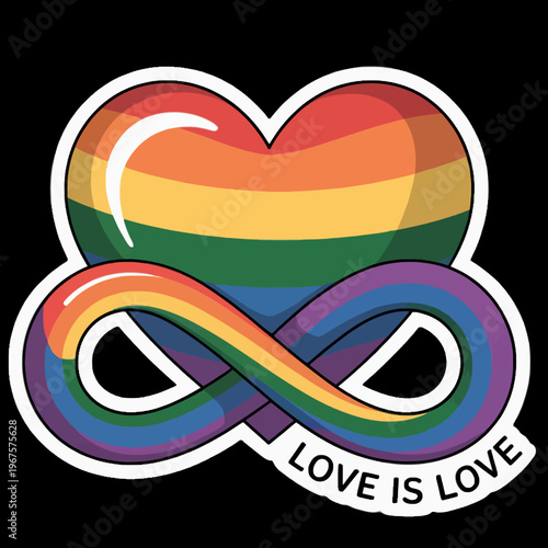 Rainbow heart infinity love symbol sticker.