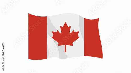 Waving Canadian Flag with Maple Leaf - Symbol of Canada's National Identity and Patriotism