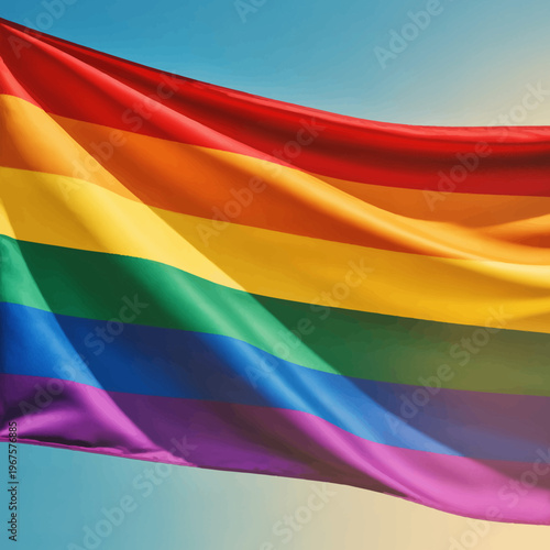 LGBT Pride Rainbow Flag Waving High.