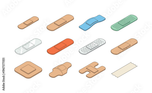 Bandage types and variations including small bandage, large bandage, flexible bandage, breathable bandage, transparent bandage,