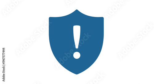 Blue Shield with Exclamation Mark Icon.