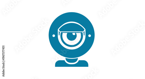 Simple Blue Webcam Icon with Facial Recognition.