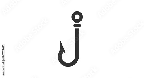 Black Fishing Hook Illustration Isolated.