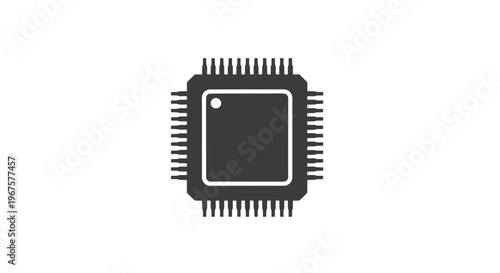 Simple Black Microchip Icon Illustration Design.