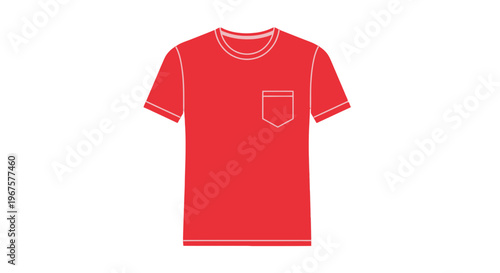Red T-Shirt with Pocket Illustration.
