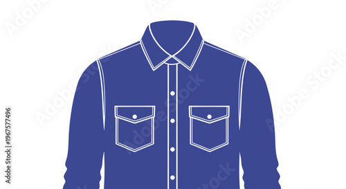 Blue Shirt with Pockets and Collar.