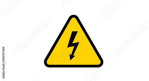 Free Download Yellow Triangular Electrical Hazard Warning Sign with Black Lightning Bolt Symbol on a Light Grey Background. - GFXLoad
