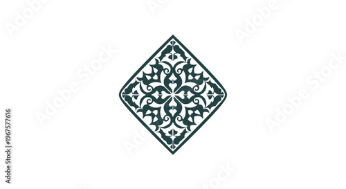 Ornate Diamond Shape with Floral Pattern.