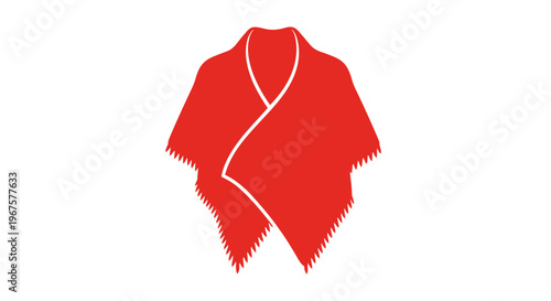 Red Poncho with White Trim Fringe.