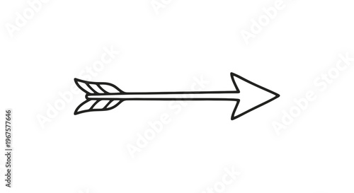 Simple Black Line Drawing of Arrow.
