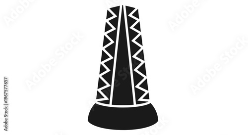 Black Conical Object with White Patterns.