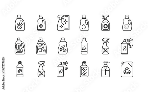 Detergent bottle, disinfectant bottle, glass cleaner bottle, floor cleaner bottle, laundry detergent bottle, fabric softener