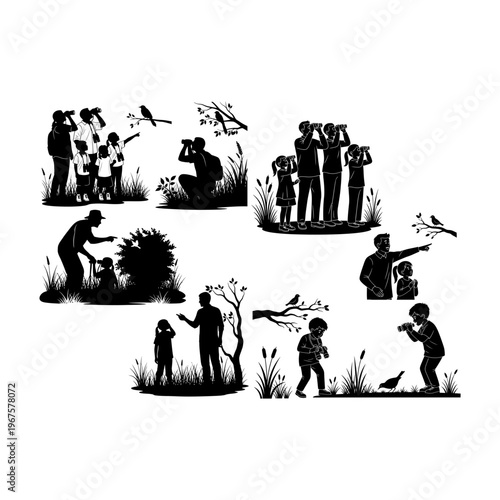 Prehistoric People and Ancient Life Silhouette Vector Set

