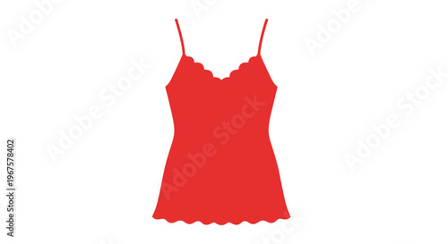 Red Lace Trim Nightdress on White Background.