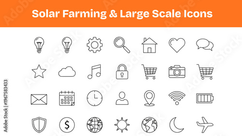 Solar Powered Devices Line Icons Set – Smart Gadgets, Outdoor Energy Equipment Vector Pack