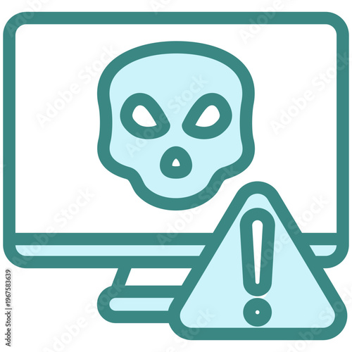 Ransomware Dual Tone Color Icon, Mini Illustration For Modern Concept, Ui, Ux Web And App Development. Related To Cyber Security, Data Protection.