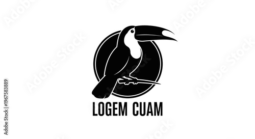 Black and white toucan bird logo.