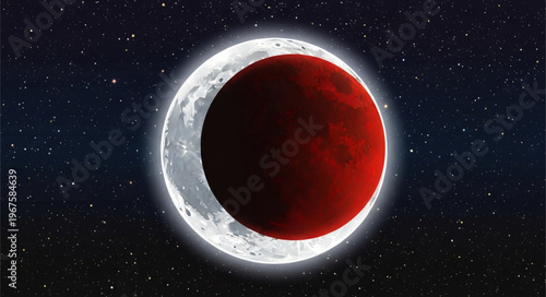 Blood Moon Lunar Eclipse in the Night Sky.