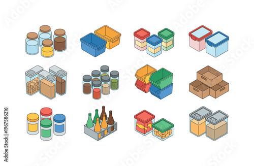 Various kitchen containers and jars for organized food storage solutions