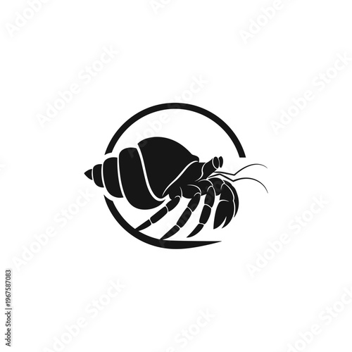 Black hermit crab logo design element.