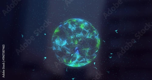 Animation of globe and numbers rotating in digital space