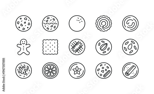 Chocolate chip cookies, oatmeal cookies, sugar cookies, butter cookies, gingerbread cookies, shortbread cookies, peanut cookies,