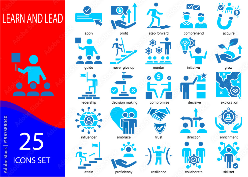 Fototapeta premium learn and lead icon sheet glyph color