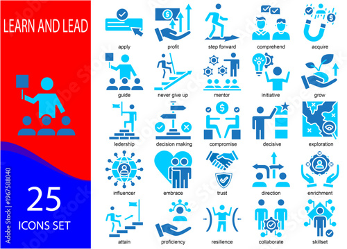 learn and lead icon sheet glyph color