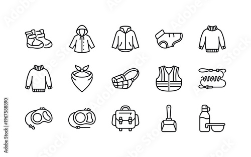 Dog walking boots, dog raincoat, dog jacket, dog sweater, dog bandana, dog muzzle, reflective vest, leash extender, retractable