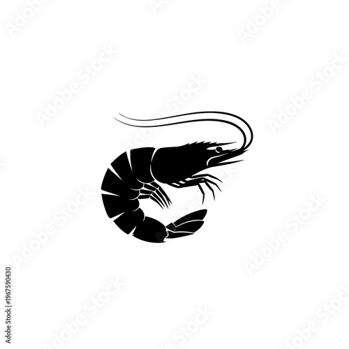 Black silhouette of a shrimp.