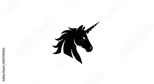 Black silhouette of a unicorn head.