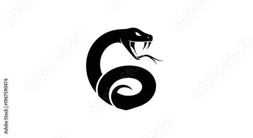 Black snake head and body curl.