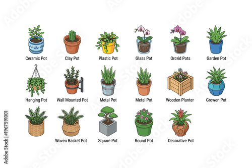 Collection of diverse plant pots and planters for various gardening needs