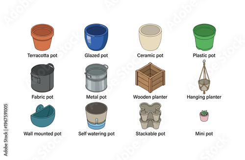Collection of diverse plant pots and planters for various gardening needs