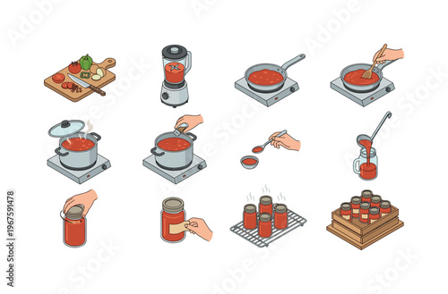 Step-by-step illustration of making homemade tomato sauce from scratch