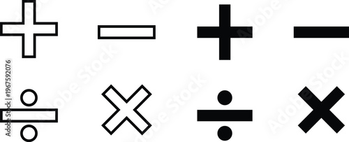 A set of mathematical symbols on a white background