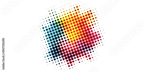 Colorful Halftone Dots Abstract Shape.