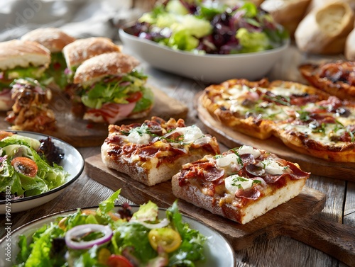 Buffet table showcasing a variety of delicious foods for a party or event