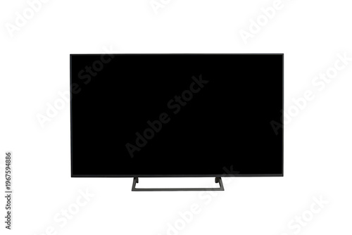 Smart tv with black screen, closeup object. Isolated on transparent background