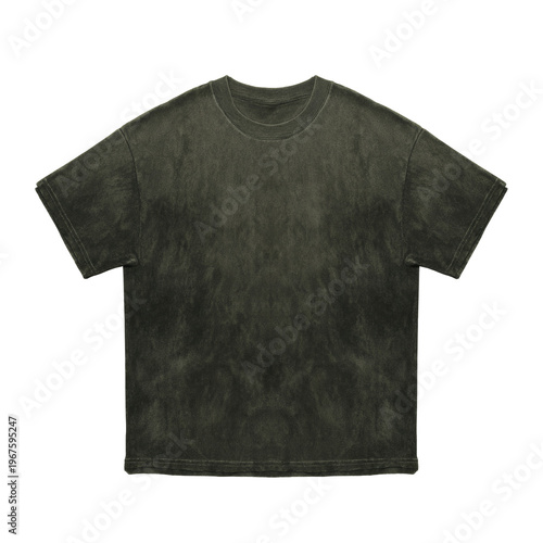 Premium quality blank dark green acid washed crew neck short sleeve t-shirt mock-up showcasing a trendy street style and comfortable oversized apparel perfect for custom design 