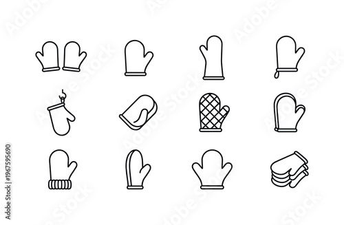 Oven mitt pair, single oven mitt, long oven glove, oven mitt with loop, oven mitt hanging, oven mitt folded, oven mitt quilted,