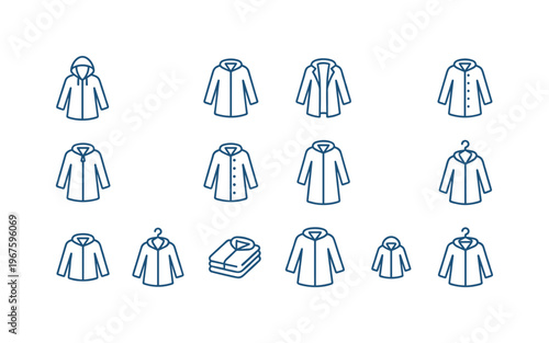 Raincoat with hood, raincoat closed, raincoat open, raincoat with buttons, raincoat with zipper, raincoat hanging, raincoat on