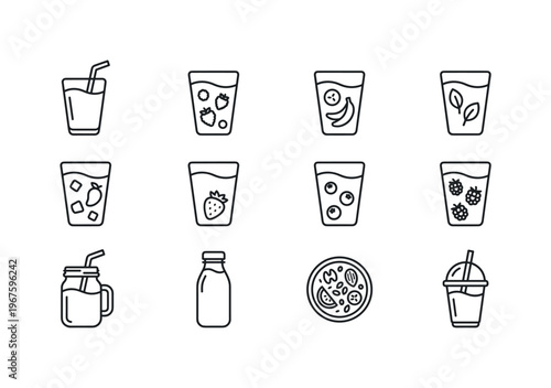 Smoothie glass with straw, berry smoothie glass, banana smoothie glass, green smoothie glass, mango smoothie glass, strawberry